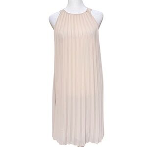 H&M Pleated Halter Shift Dress Beige Nude – Size M